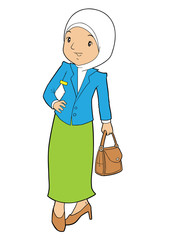 Muslim office lady with hand bag