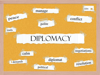 Diplomacy Corkboard Word Concept