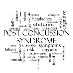 Post Concussion Syndrome Word Cloud Concept in black and white - 63649762