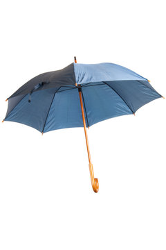 Open Blue Umbrella Isolated On White