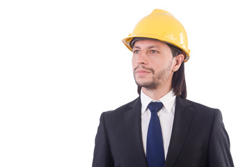 Businessman-builder isolated on white