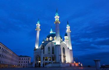 Fototapeta na wymiar View of the mosque Qol Sharif in Kazan at night