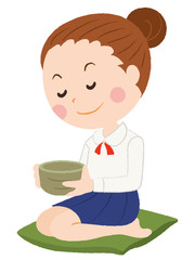 茶道　女性　イラスト