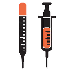 Syringe And Thermometer Silhouettes