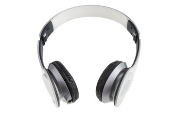 Fototapeta na wymiar White earphones with black padding
