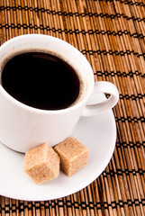 coffe on table with brown sugar
