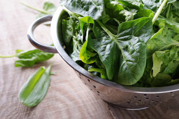 Fresh spinach and sorrel
