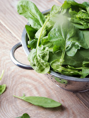 Fresh spinach and sorrel