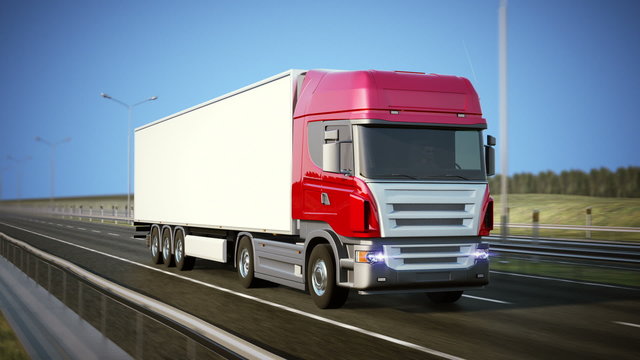 Logistics - Trucking. High quality 3d animation. Loopable