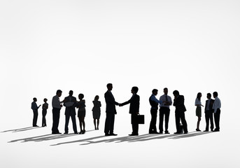 Silhouettes of Business People Working