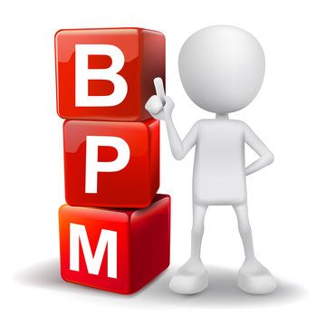 3d illustration of person with word BPM cubes