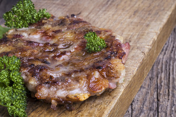 juicy hamburger decorated with parsley