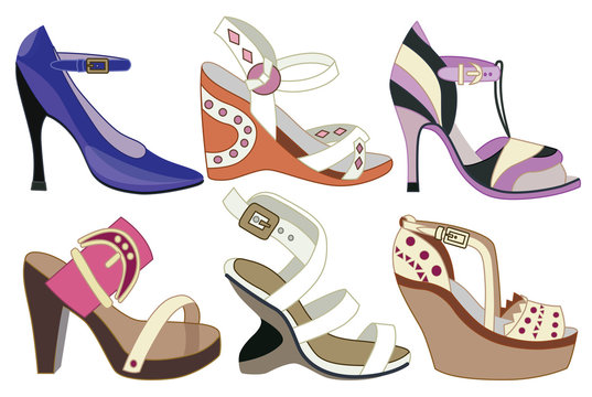 collection of fashionable women's shoes (vector illustration)