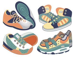 set of sport shoes (vector illustration)