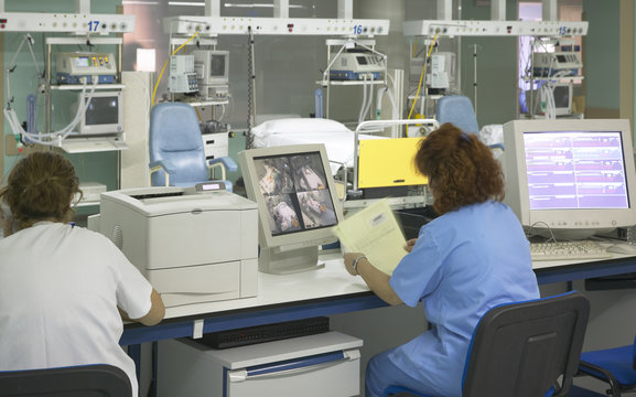 Hospital Monitoring Area With Medical Equipment.