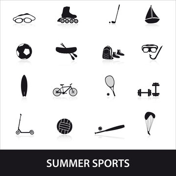 summer sports and equipment icon set eps10