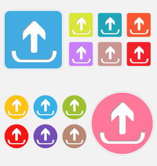 Upload icon set for web and application interface, flat button