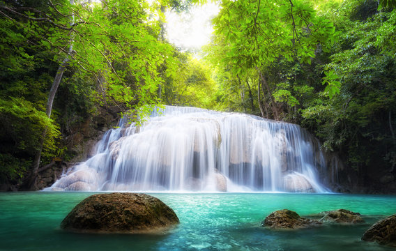 Tropical waterfall in Thailand, nature photography