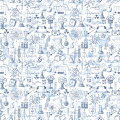 Back to school pen sketch seamless background