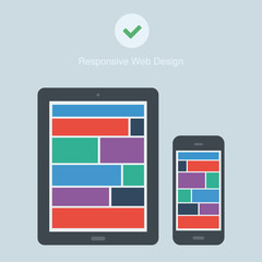flat responsive design phone and tablet