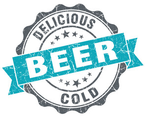 Beer blue grunge retro style isolated seal