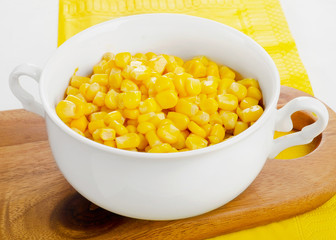 Sweet corn in white bowl