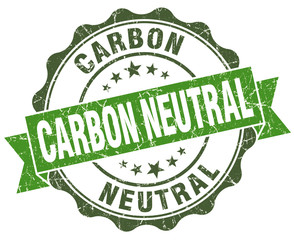 Carbon neutral green grunge retro vintage isolated seal