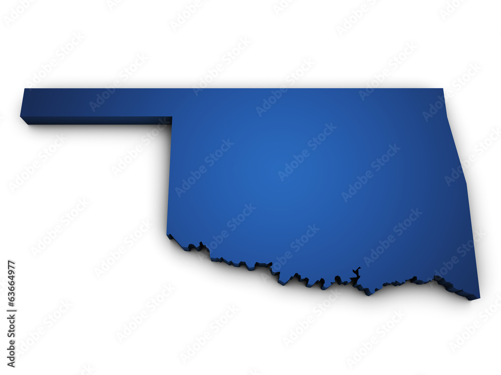 Wall mural map of oklahoma state 3d shape