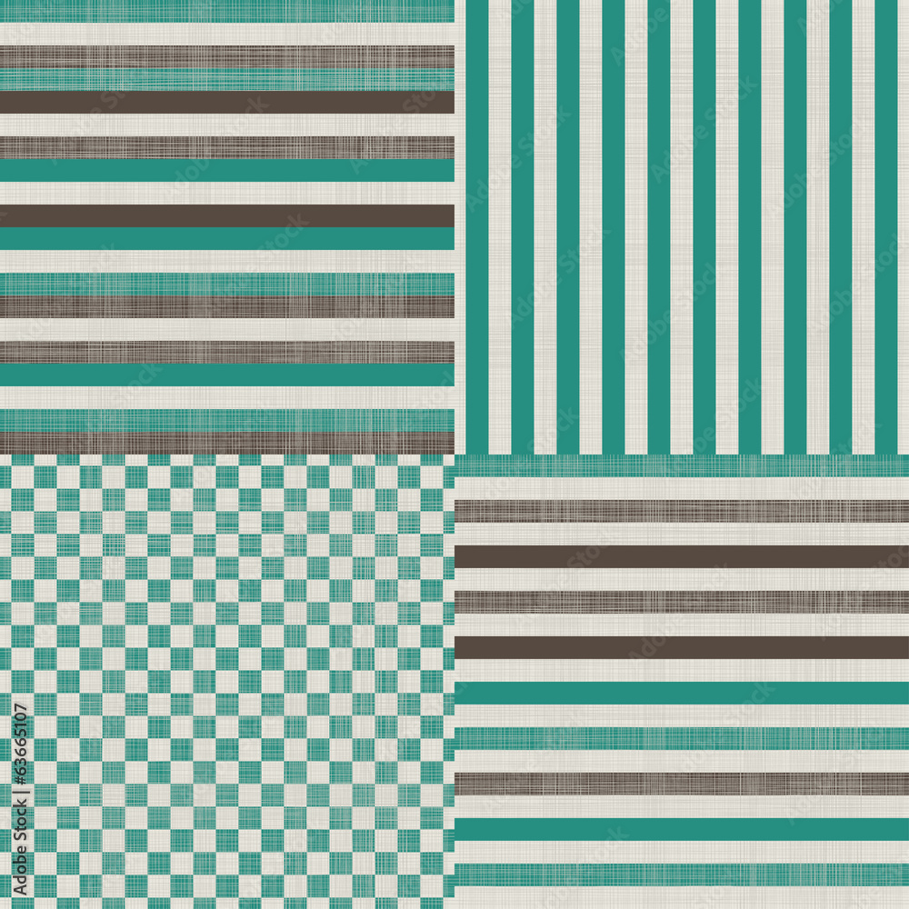 Poster set of retro abstract seamless background with fabric texture