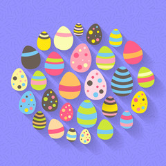 Easter eggs icon set on a purple