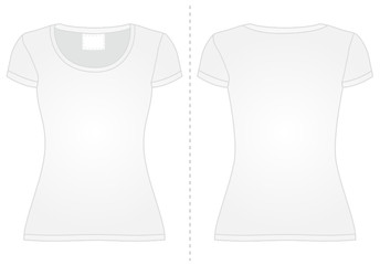 Naklejka premium T-shirt coupe femme. Support publicitaire. Devant et dos.