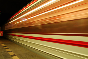 Fototapeta na wymiar subway in motion from the Prague