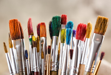 Fototapeta premium Paints and brushes