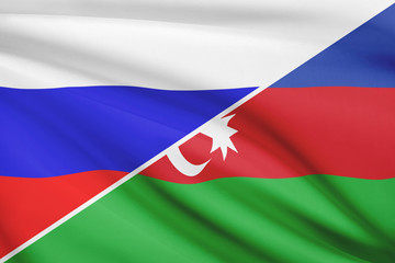 Series of ruffled flags. Russia and Azerbaijan.