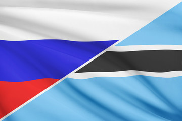 Series of ruffled flags. Russia and Botswana.