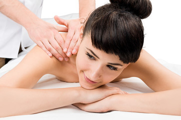 Obraz na płótnie Canvas Female model getting a massage.
