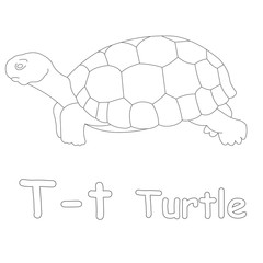 T for Turtle Coloring Page
