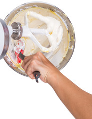 Female Hand Mixing Cake Ingredients