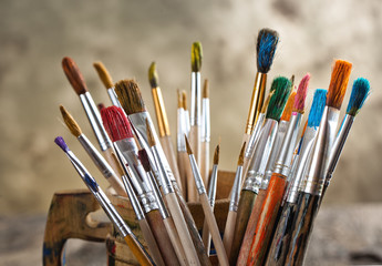 Fototapeta premium Paints and brushes