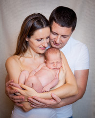 Family with newborn baby boy