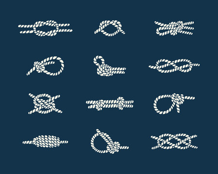 white natical rope knots over blue background