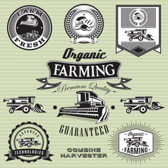 Obraz premium set of labels on bread and harvester