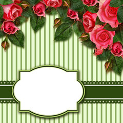 Red rose flowers arrangement and frame