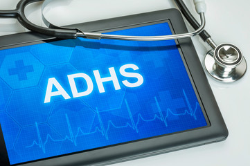 Tablet mit der Diagnose ADHS auf dem Display