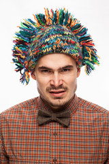 Funny portrait of a man with emotion on her face