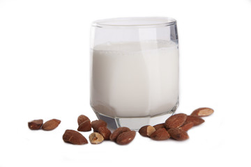 a glass of milk with almonds