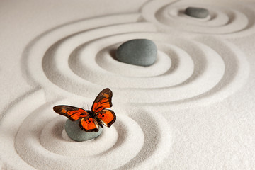 Fototapeta na wymiar Zen kamienie z motylem
