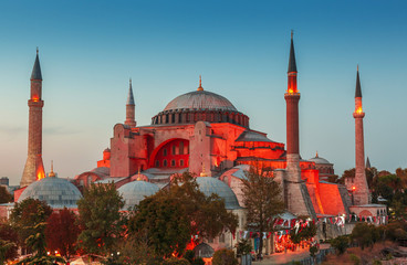 Obraz premium Hagia Sophia z zachodem słońca na tle