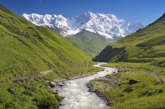 Shkhara mountain in the Caucasus