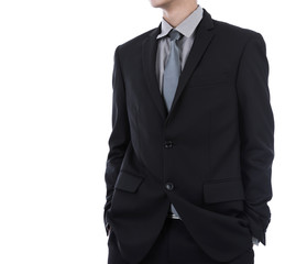Business man in suit on a white background